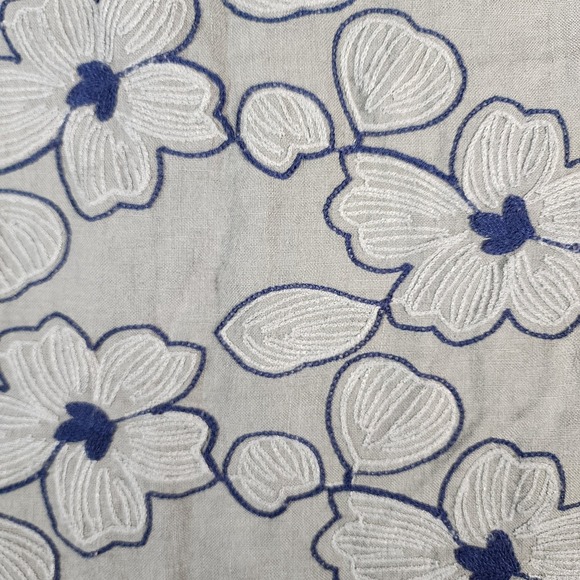 Puro Lino Linen Floral Embroidered Dress Sleeveless Casual Olive Green - Picture 6 of 7